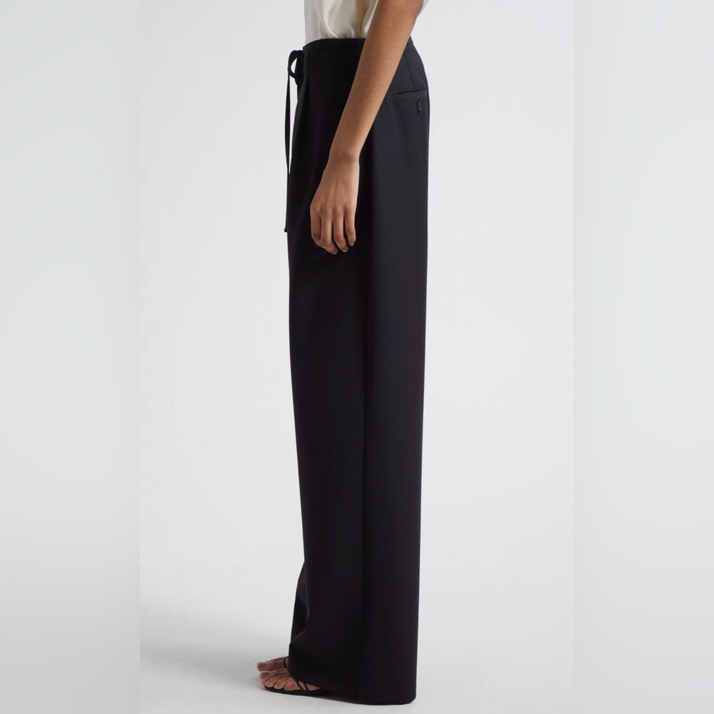 Rohe Relaxed Fit Wool Drawstring Pants, 38, Black - Picture 5 of 9